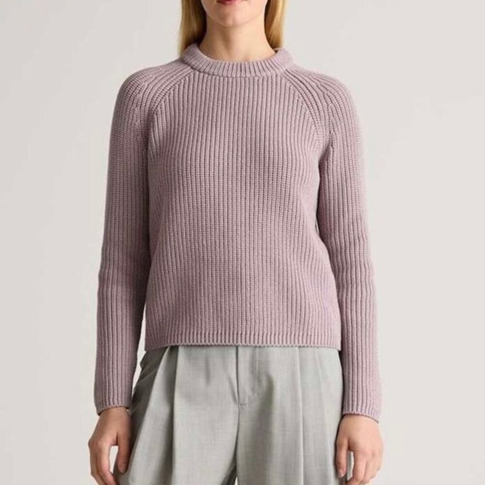 Quince Organic Cotton Fisherman Rib Crewneck Sweater Size L
